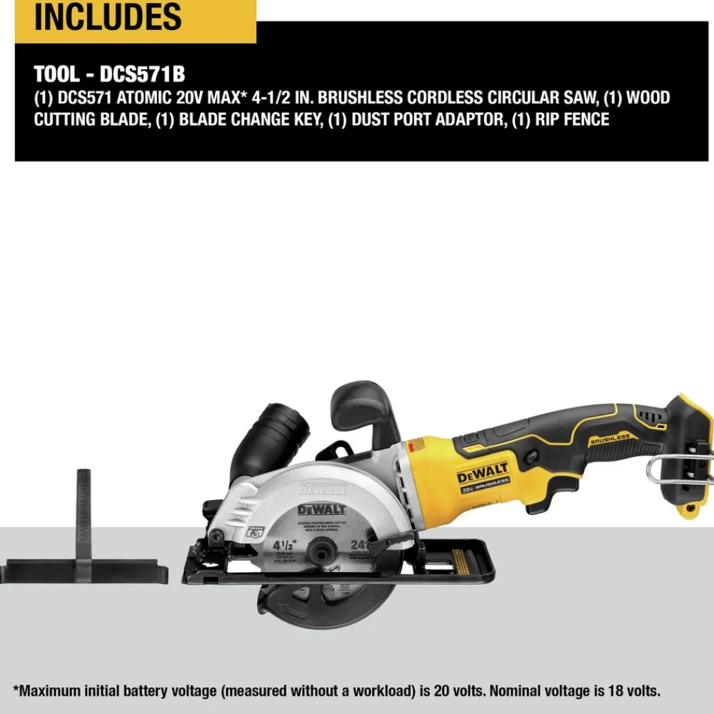 Online 20V MAX ATOMIC Brushless Lithium-Ion 4-1/2 in. Cordless Circular Saw (Tool Only) Circular Saws|Scroll Saws