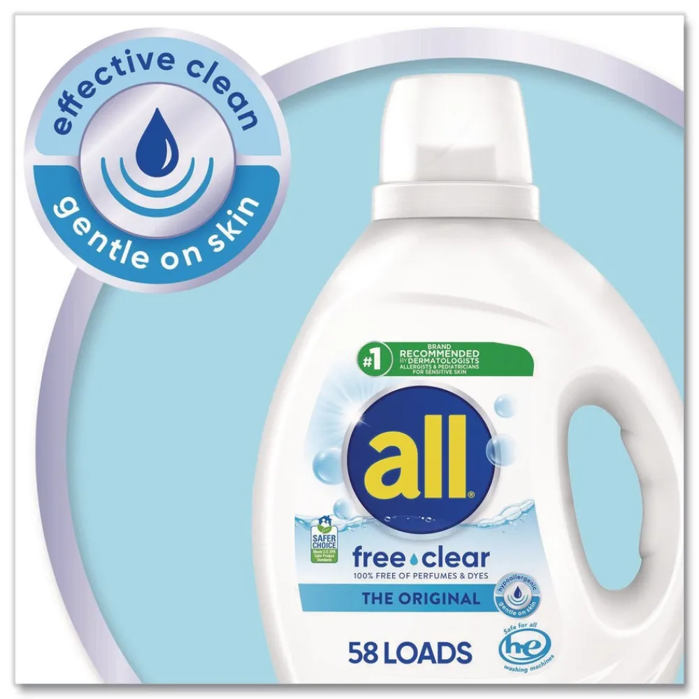 Clearance 73 oz. Bottle 58 Loads Free Clear HE Laundry Detergent - Unscented (6/Carton) Cleaning & Janitorial Supplies