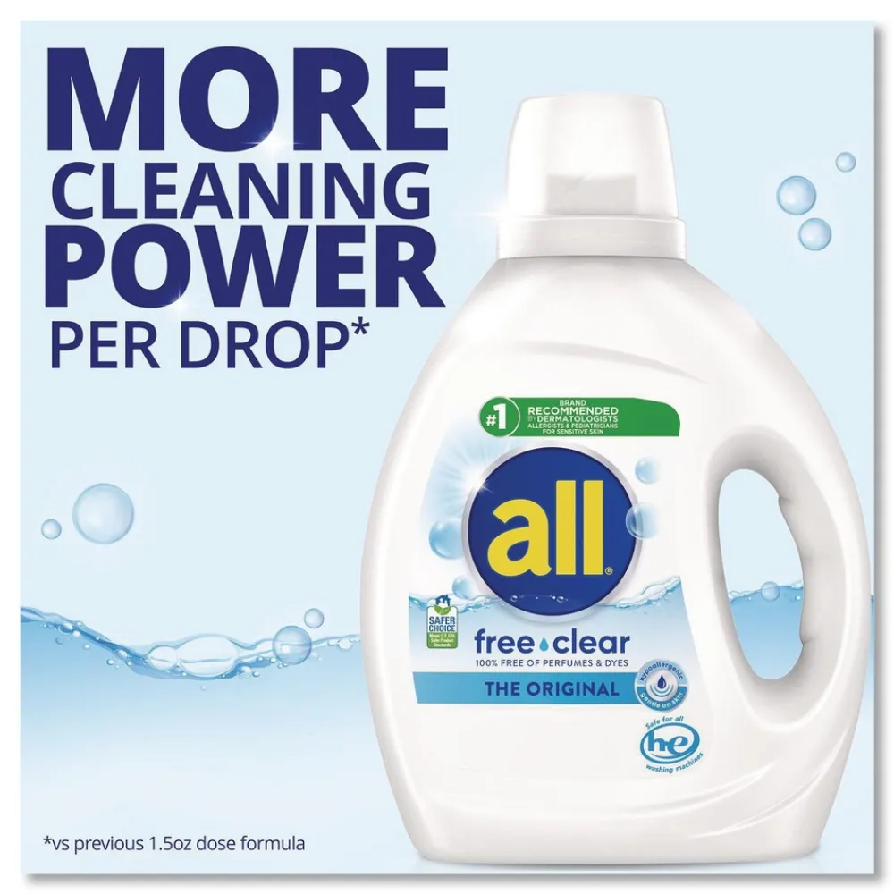 Clearance 73 oz. Bottle 58 Loads Free Clear HE Laundry Detergent - Unscented (6/Carton) Cleaning & Janitorial Supplies
