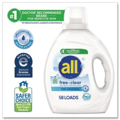 Clearance 73 oz. Bottle 58 Loads Free Clear HE Laundry Detergent - Unscented (6/Carton) Cleaning & Janitorial Supplies