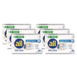 Outlet Free Clear Dryer Sheets - Fragrance Free (6/Carton) Cleaning & Janitorial Supplies