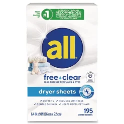Outlet Free Clear Dryer Sheets - Fragrance Free (6/Carton) Cleaning & Janitorial Supplies