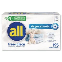 Outlet Free Clear Dryer Sheets - Fragrance Free (6/Carton) Cleaning & Janitorial Supplies