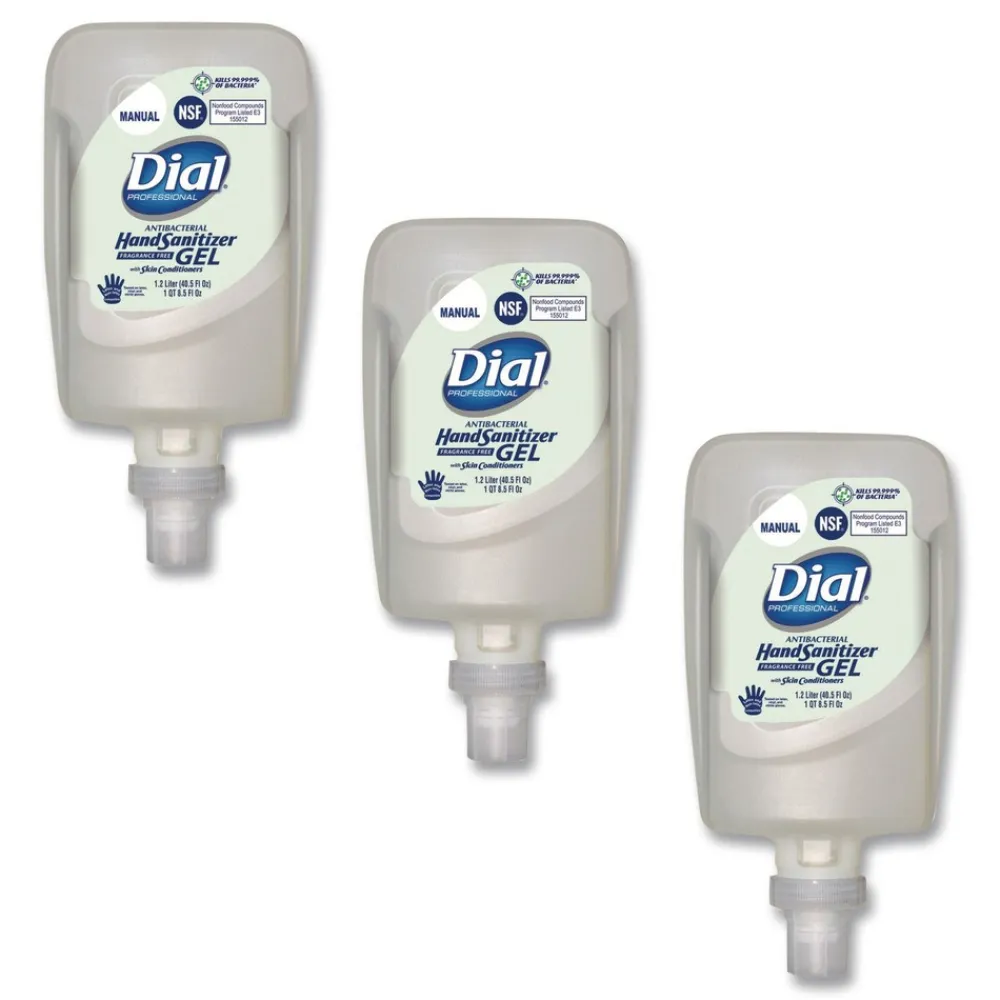 Online 1.2 Liter Antibacterial Gel Hand Sanitizer Refill for FIT Manual Dispenser - Fragrance-Free (3/Carton) Cleaning & Janitorial Supplies