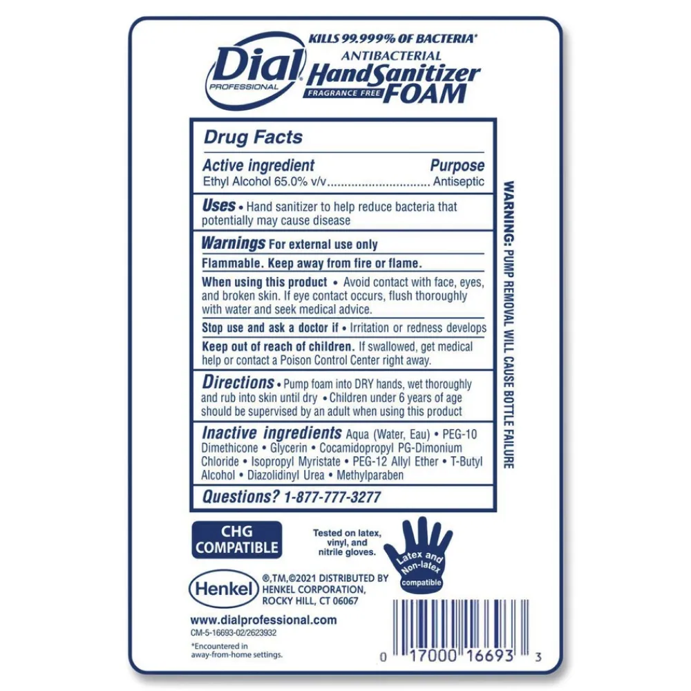 Clearance 1 Liter Bottle Antibacterial Foaming Hand Sanitizer Refill for FIT Touch Free Dispenser - Fragrance-Free (3/Carton) Cleaning & Janitorial Supplies