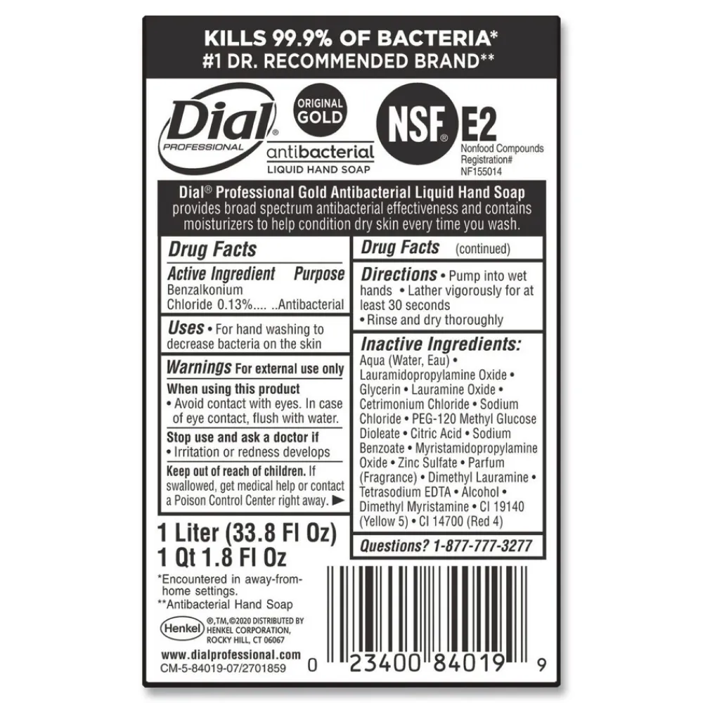 Online 1 Liter Gold Antibacterial Liquid Hand Soap (8/Carton) Cleaning & Janitorial Supplies