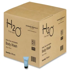 Online H2O Therapy 0.85 oz Single-Use Body Wash - White Tea and Lemongrass (300/Carton) Cleaning & Janitorial Supplies