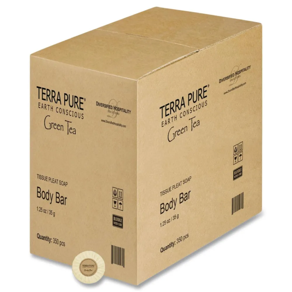 Clearance Terra Pure 1.25 oz Cleansing Bar - Green Tea Lemongrass (350/Carton) Cleaning & Janitorial Supplies