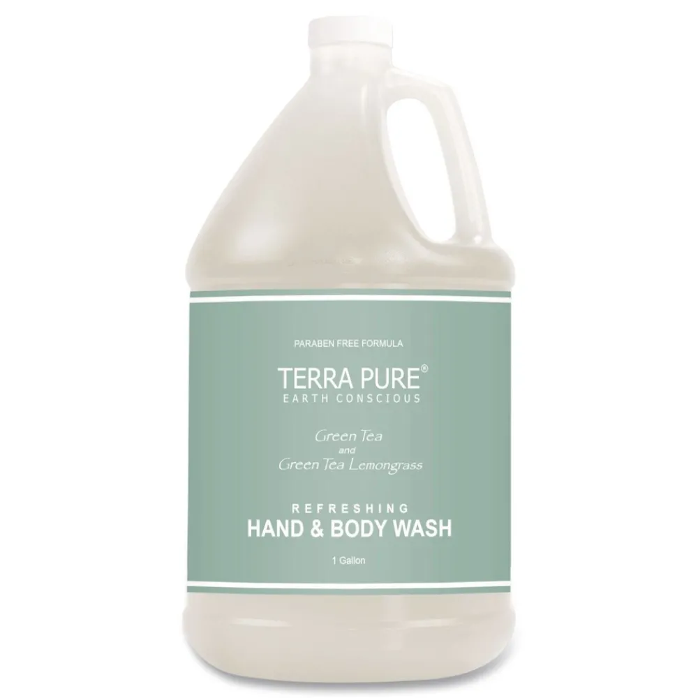 Clearance Terra Pure 1 Gallon Body Wash - Green Tea Lemongrass (4/Carton) Cleaning & Janitorial Supplies