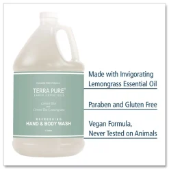 Clearance Terra Pure 1 Gallon Body Wash - Green Tea Lemongrass (4/Carton) Cleaning & Janitorial Supplies