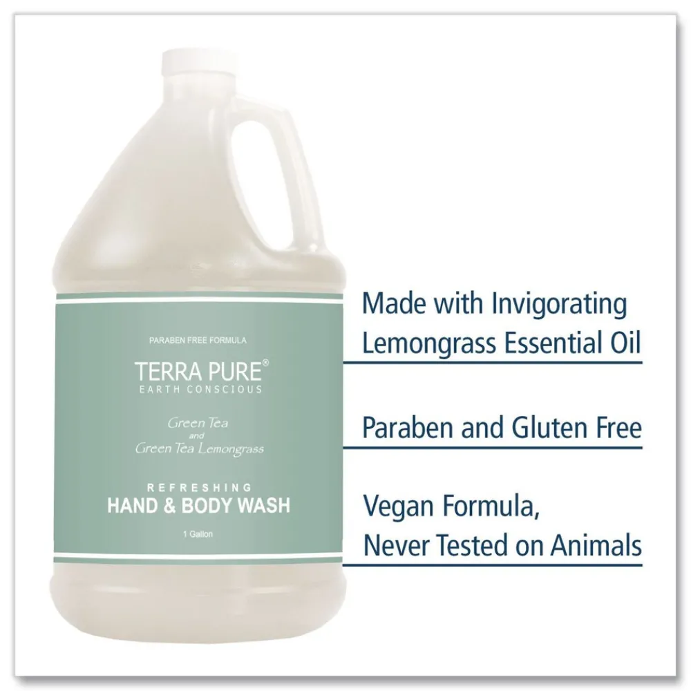 Clearance Terra Pure 1 Gallon Body Wash - Green Tea Lemongrass (4/Carton) Cleaning & Janitorial Supplies