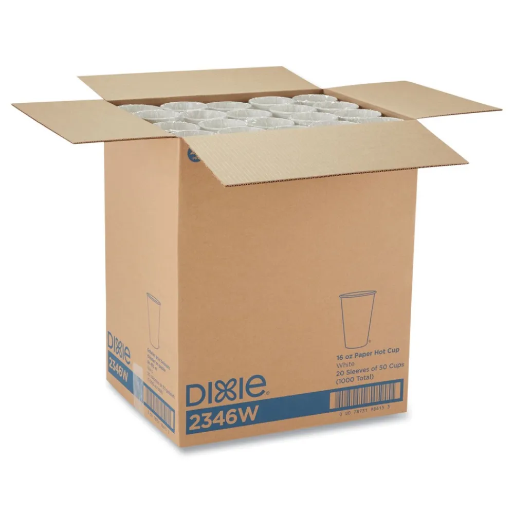 New 16 oz. Paper Hot Cups - White (50/Sleeve, 20 Sleeves/Carton) Tabletop And Serveware