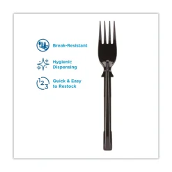 Best DUSSPF5 SmartStock Tri-Tower Dispensing System Polypropylene Cutlery Mediumweight Plastic Fork - Black (960/Carton) Tabletop And Serveware