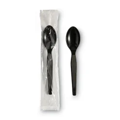Discount Individually Wrapped Heavyweight Polystyrene Teaspoons - Black (1000/Carton) Tabletop And Serveware