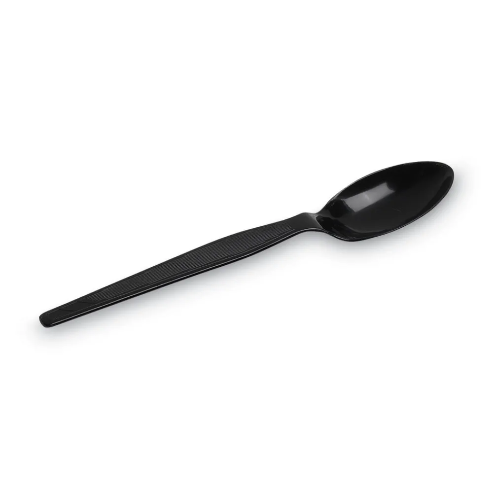 Discount Individually Wrapped Heavyweight Polystyrene Teaspoons - Black (1000/Carton) Tabletop And Serveware