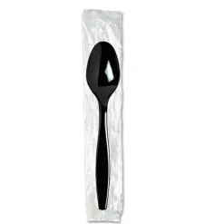 Discount Individually Wrapped Heavyweight Polystyrene Teaspoons - Black (1000/Carton) Tabletop And Serveware