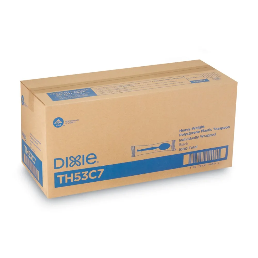 Discount Individually Wrapped Heavyweight Polystyrene Teaspoons - Black (1000/Carton) Tabletop And Serveware