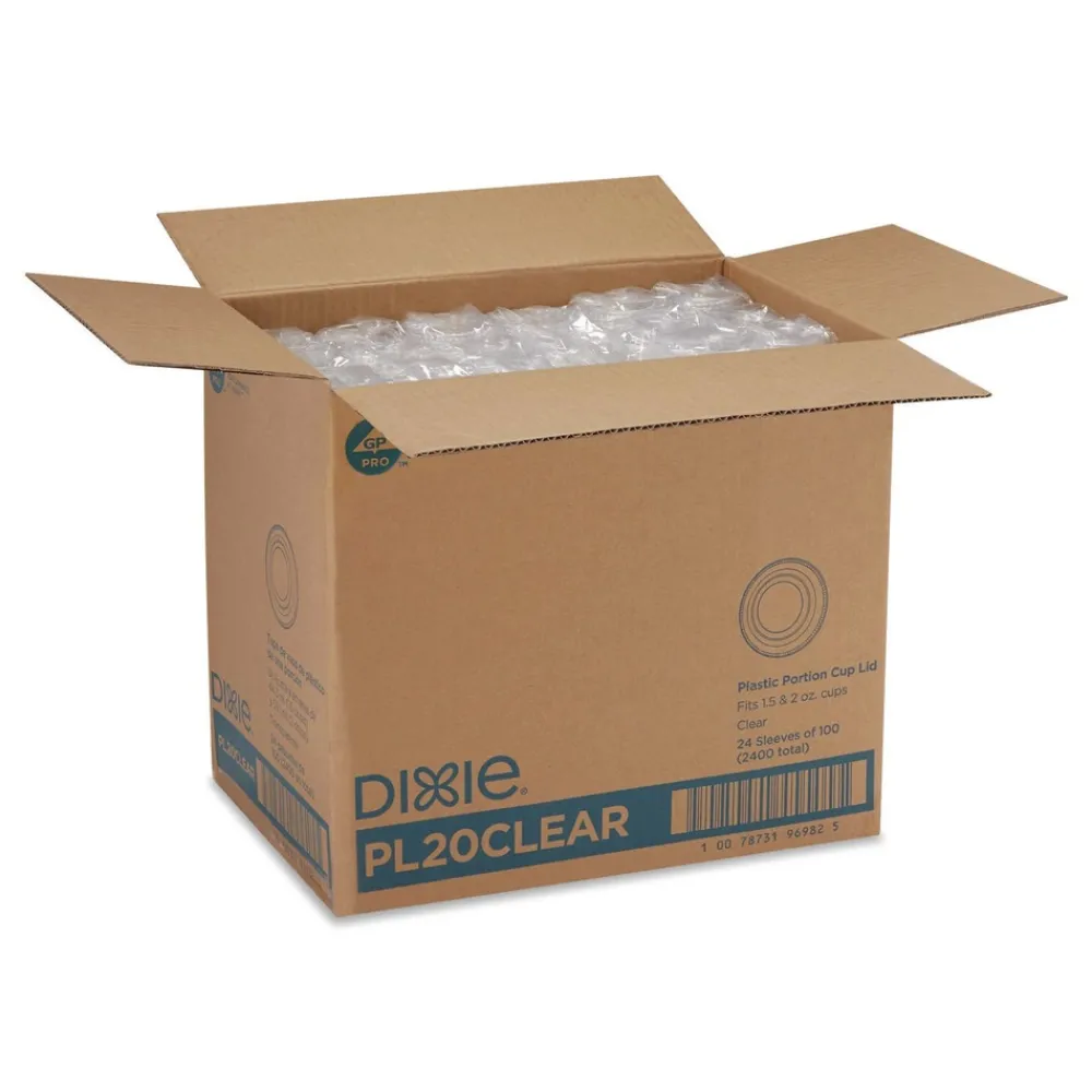 Hot Plastic Portion Cup Lid Fits 1.5 oz to 2 oz Cups - Clear (2400/Carton) Tabletop And Serveware