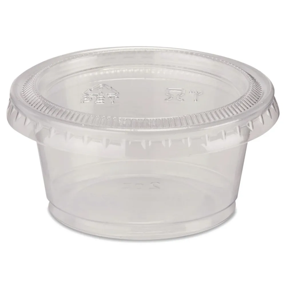 Hot Plastic Portion Cup Lid Fits 1.5 oz to 2 oz Cups - Clear (2400/Carton) Tabletop And Serveware