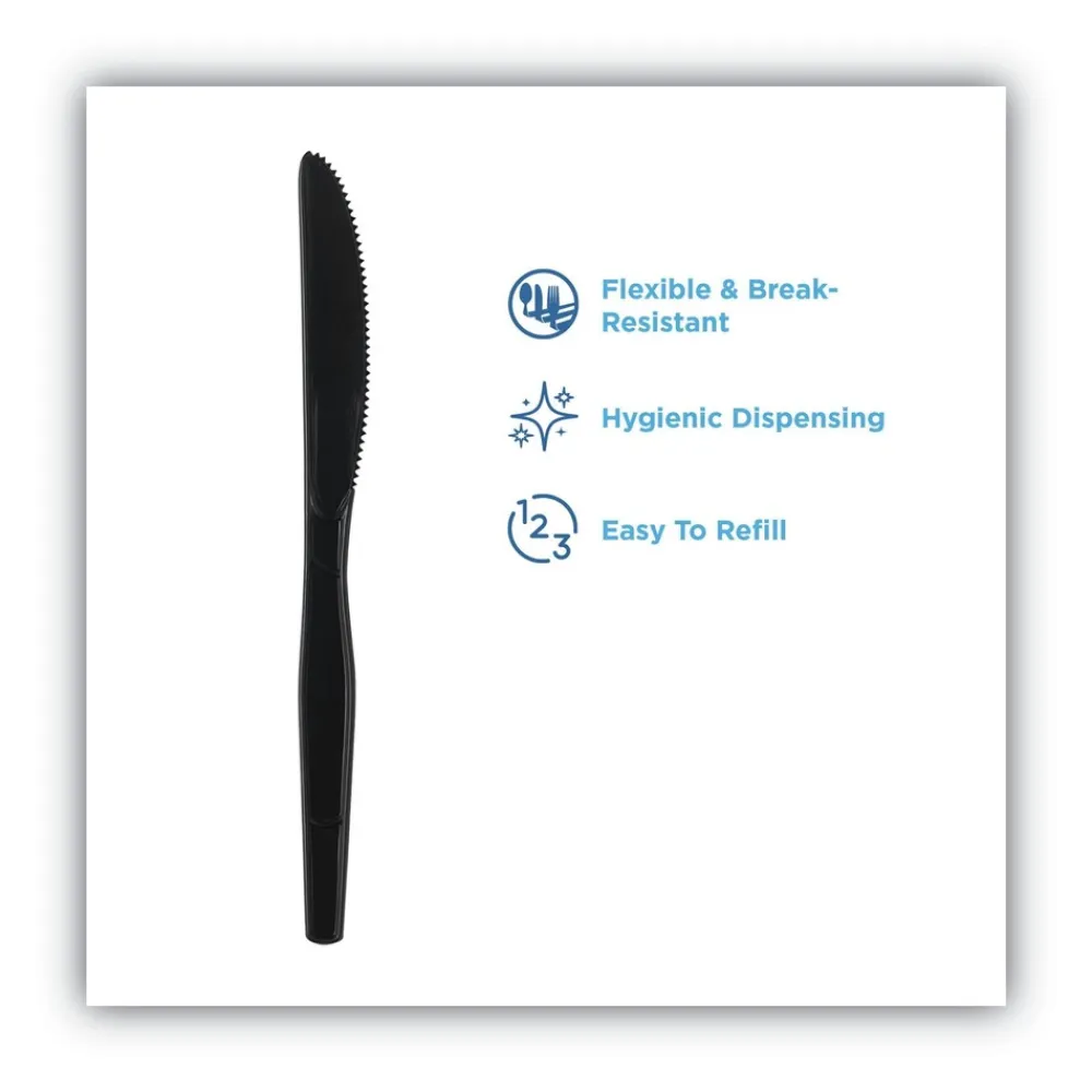 Discount SmartStock Series-O 7 in. Heavyweight Plastic Cutlery Knives Refill - Black (40/Pack, 24 Packs/Carton) Tabletop And Serveware
