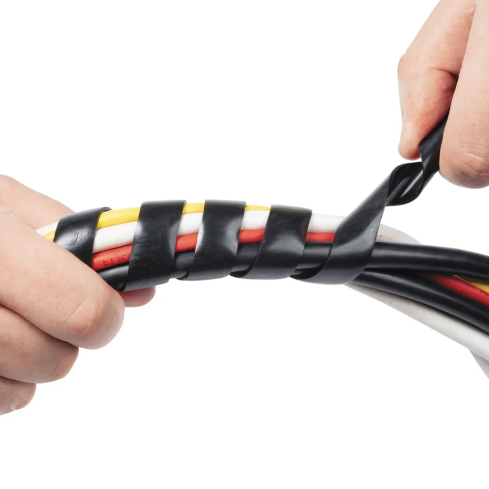 Online 0.25 in. - 2 in. x 98 in. Cable Tidy Wrap - Black Office Furniture & Lighting