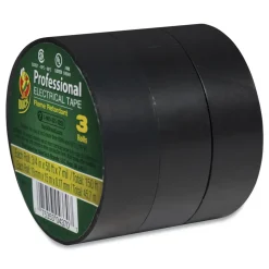 0.75 in. x 50 ft. 1 in. Core Pro Electrical Tape - Black (3/Pack) Tapes & Adhesives