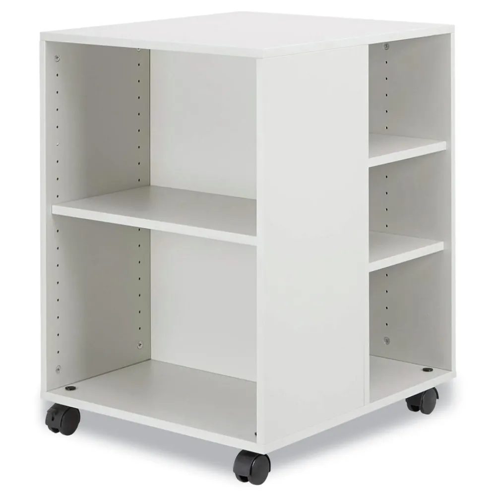 Hot 20.79 in. x 23.31 in. x 29.45 in. 6 Shelves Wood Flexible Multi-Functional Cart for Office Storage - White Utility Carts|Office Furniture & Lighting