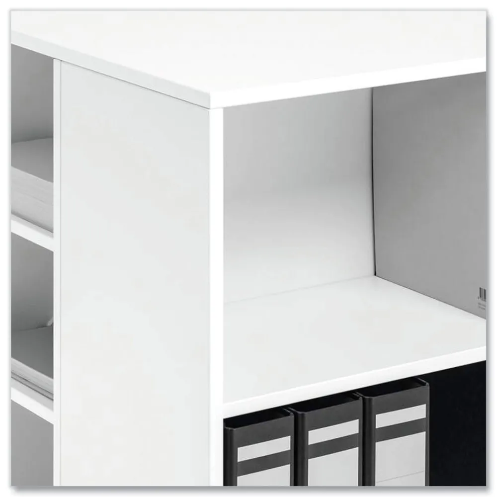 Hot 20.79 in. x 23.31 in. x 29.45 in. 6 Shelves Wood Flexible Multi-Functional Cart for Office Storage - White Utility Carts|Office Furniture & Lighting