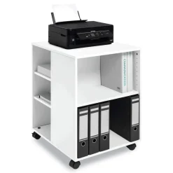 Hot 20.79 in. x 23.31 in. x 29.45 in. 6 Shelves Wood Flexible Multi-Functional Cart for Office Storage - White Utility Carts|Office Furniture & Lighting