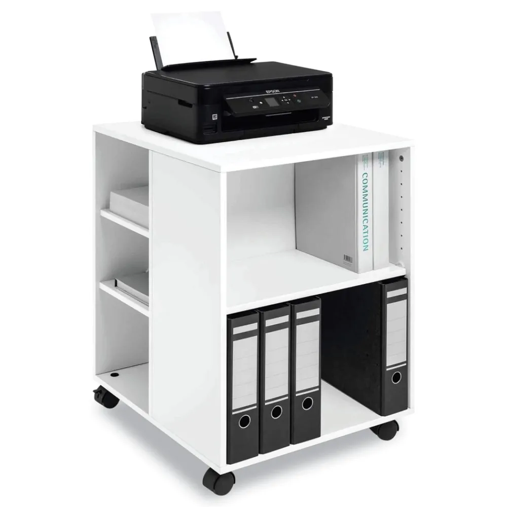Hot 20.79 in. x 23.31 in. x 29.45 in. 6 Shelves Wood Flexible Multi-Functional Cart for Office Storage - White Utility Carts|Office Furniture & Lighting