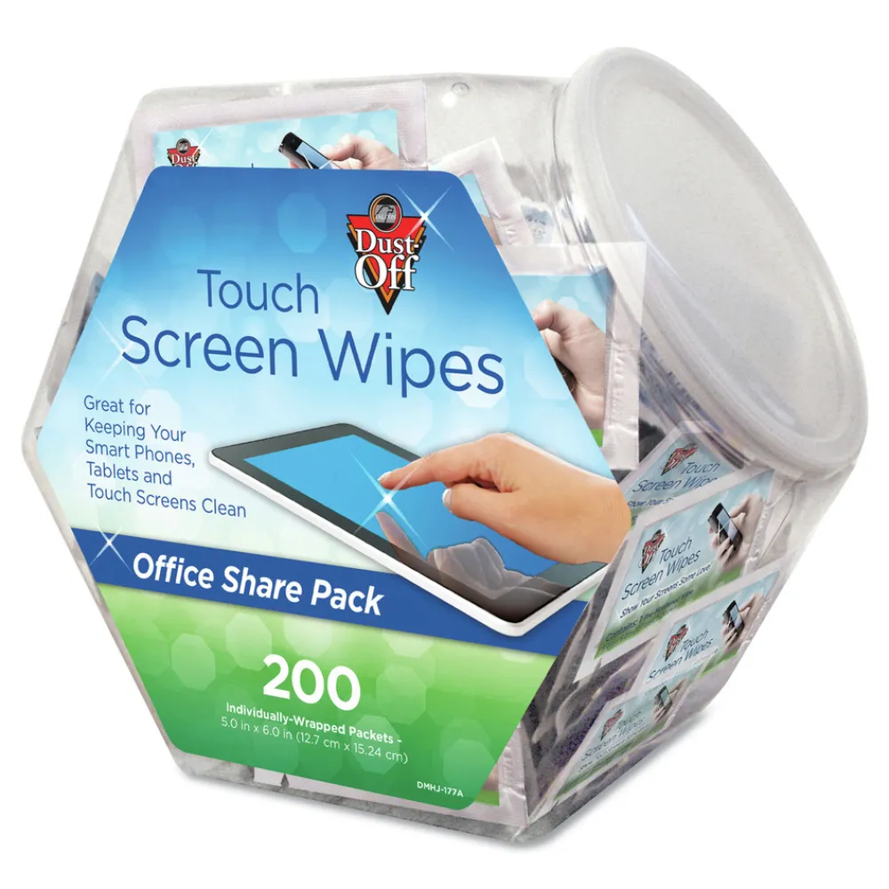 Online 1 Jar, 200 Individual 5 in. x 7-3/4 in. Touch Screen Wipe Packets Cleaning & Janitorial Supplies