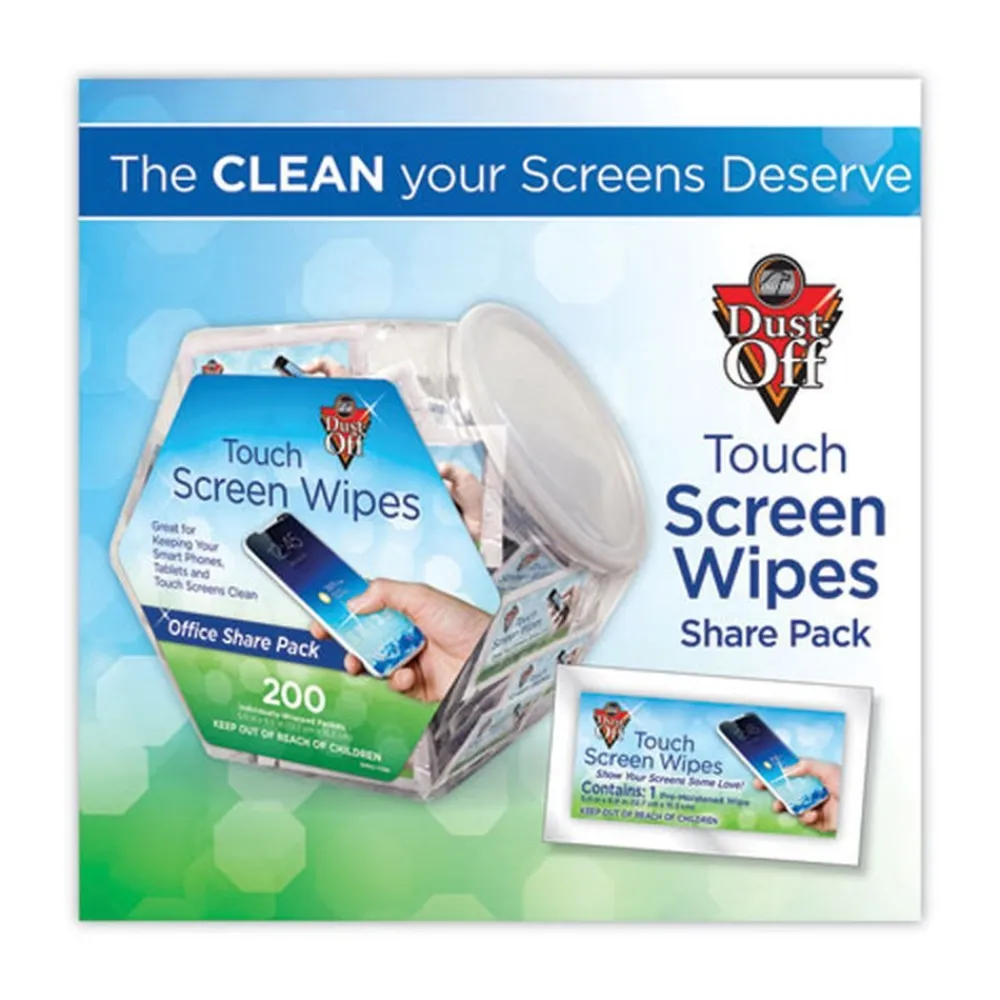 Online 1 Jar, 200 Individual 5 in. x 7-3/4 in. Touch Screen Wipe Packets Cleaning & Janitorial Supplies