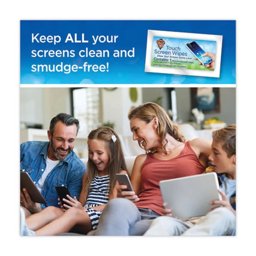 Online 1 Jar, 200 Individual 5 in. x 7-3/4 in. Touch Screen Wipe Packets Cleaning & Janitorial Supplies