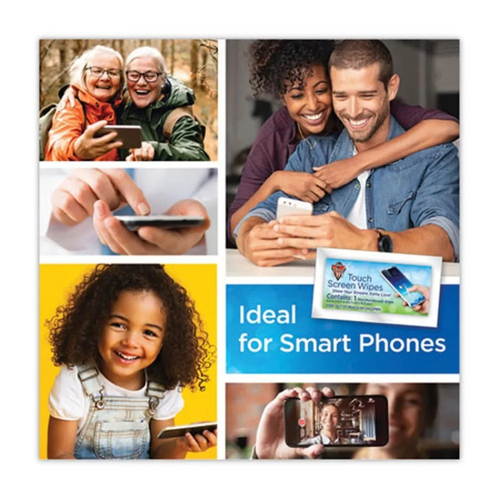 Online 1 Jar, 200 Individual 5 in. x 7-3/4 in. Touch Screen Wipe Packets Cleaning & Janitorial Supplies