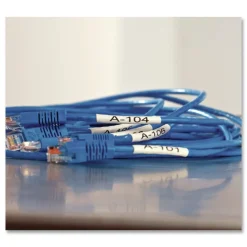 Hot 0.5 in. x 5 ft. Rhino Heat Shrink Tubes Industrial Label Tape - White/Black Print (1-Roll) Labels & Label Makers