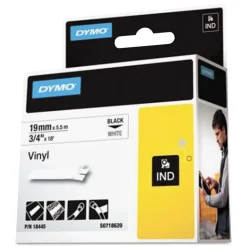 0.75 in. x 18 ft. Rhino Permanent Vinyl Industrial Label Tape - White/Black Print Labels & Label Makers