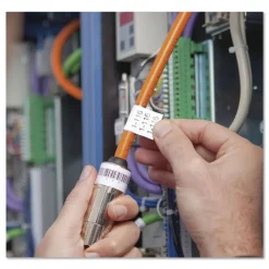 0.75 in. x 18 ft. Rhino Permanent Vinyl Industrial Label Tape - White/Black Print Labels & Label Makers