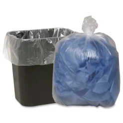 Clearance 1507733 40 in. x 46 in. 45-Gallon 1.5 mil. Linear Low Density Clear Recycled Can Liners - Clear (100/Carton) Trash & Waste Bins