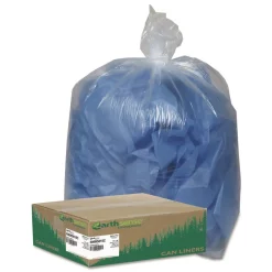 Clearance 38 in. x 58 in. 1.5 mil 60 Gallon Linear Low Density Recycled Can Liners - Clear (100/Carton) Trash & Waste Bins