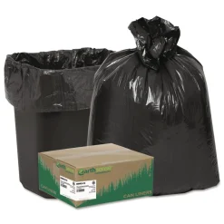 Online 24 in. x 23 in. 10-Gallon 0.85 mil. Linear Low Density Recycled Can Liners - Black (500/Carton) Trash & Waste Bins