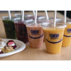 Discount EP-CRFL BlueStripe Recycled Content 9 oz. to 24 oz. Cold Cup Flat Lids - Clear (10 Packs/Carton, 100/Pack) Tabletop And Serveware