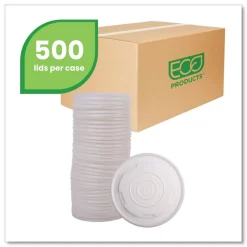Sale EP-ECOLID-SPL 12 oz./16 oz./32 oz. World Art PLA-Laminated Plastic Soup Container Lids - White (500/Carton) Tabletop And Serveware