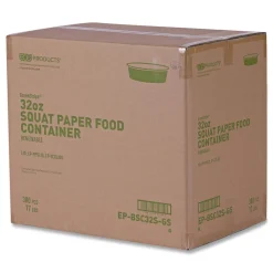 GreenStripe 7.28 in. Diameter x 2.48 in. 32 oz. Paper Food Containers - White (300/Carton) Tabletop And Serveware