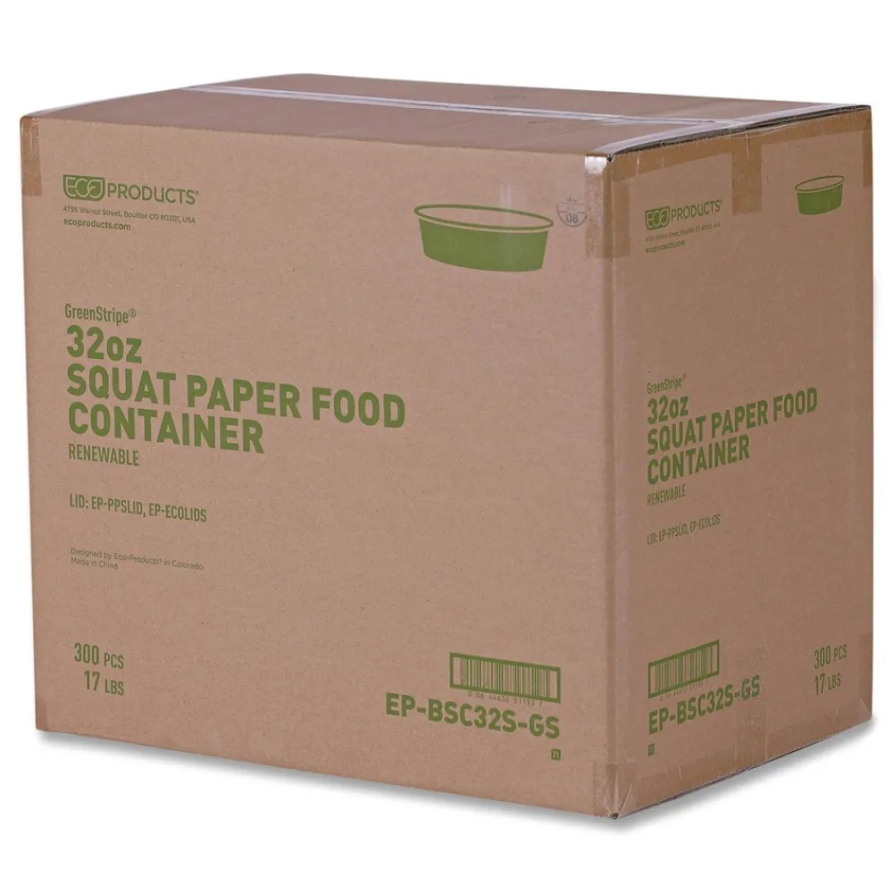 GreenStripe 7.28 in. Diameter x 2.48 in. 32 oz. Paper Food Containers - White (300/Carton) Tabletop And Serveware