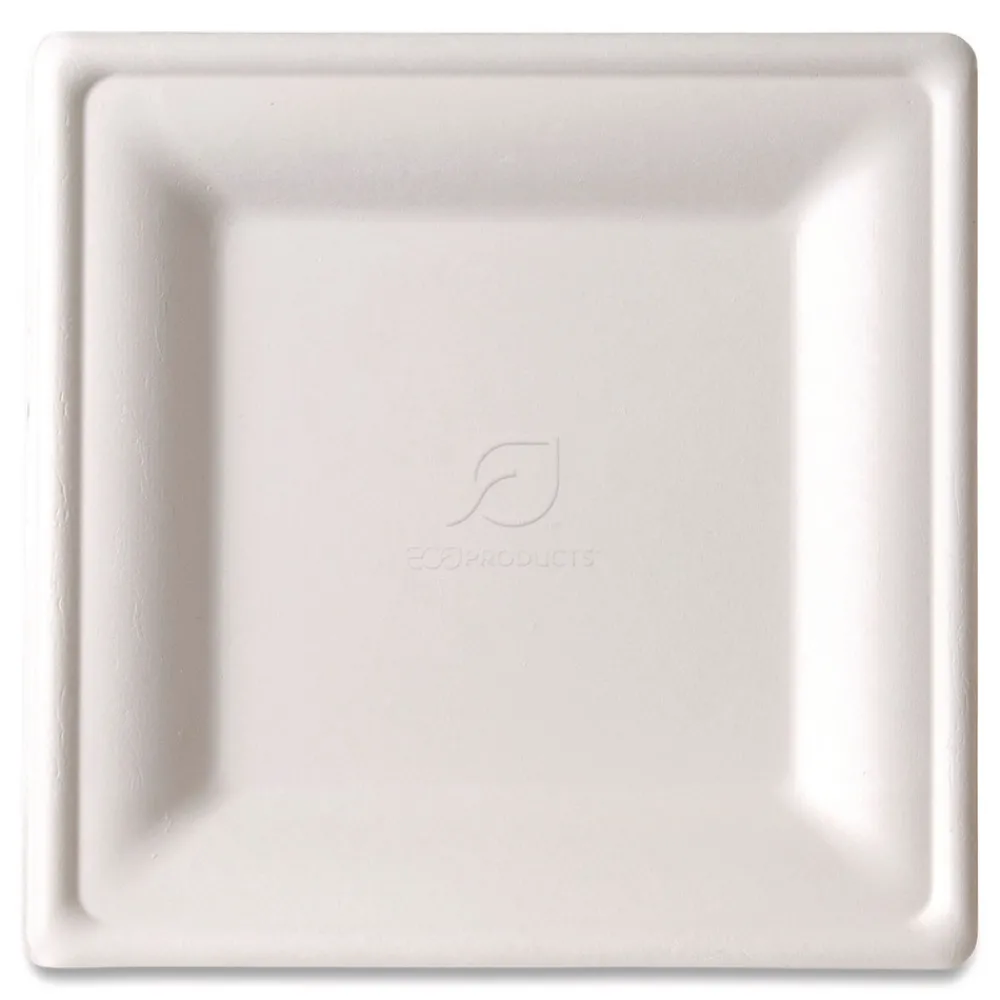 Online Vanguard 7.87 in. x 7.87 in. Renewable and Compostable Sugarcane Plates - White (500/Carton) Tabletop And Serveware