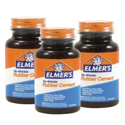 New 4 oz. Rubber Cement with Brush Applicator - Dries Clear (3 Each) Tapes & Adhesives