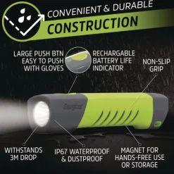 Discount Rechargeable Lithium-Ion Pro Series Handheld High CRI Flashlight with 6 AAA Batteries - Gray/Green Flashlights