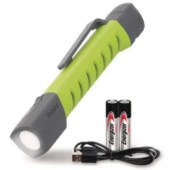Rechargeable Lithium-Ion Pro Series Inspection Light with 2 AAA Batteries - Gray/Green Flashlights