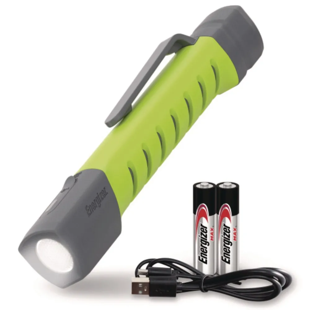 Rechargeable Lithium-Ion Pro Series Inspection Light with 2 AAA Batteries - Gray/Green Flashlights
