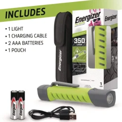 Rechargeable Lithium-Ion Pro Series Inspection Light with 2 AAA Batteries - Gray/Green Flashlights